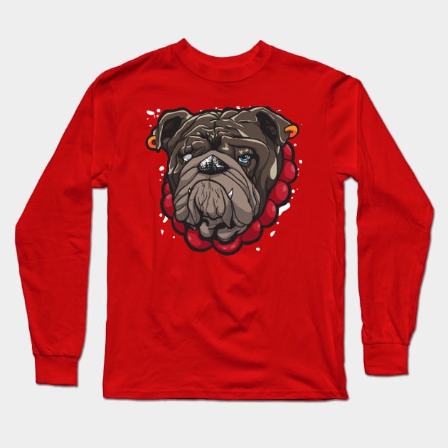 bad dog face Long Sleeve T-Shirt by Mako Design 